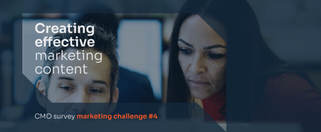 Portrait of woman with the overlay text: Creating effective marketing content, CMO report challenge 4