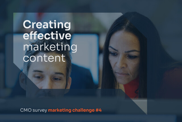 Portrait of woman with the overlay text: Creating effective marketing content, CMO report challenge 4